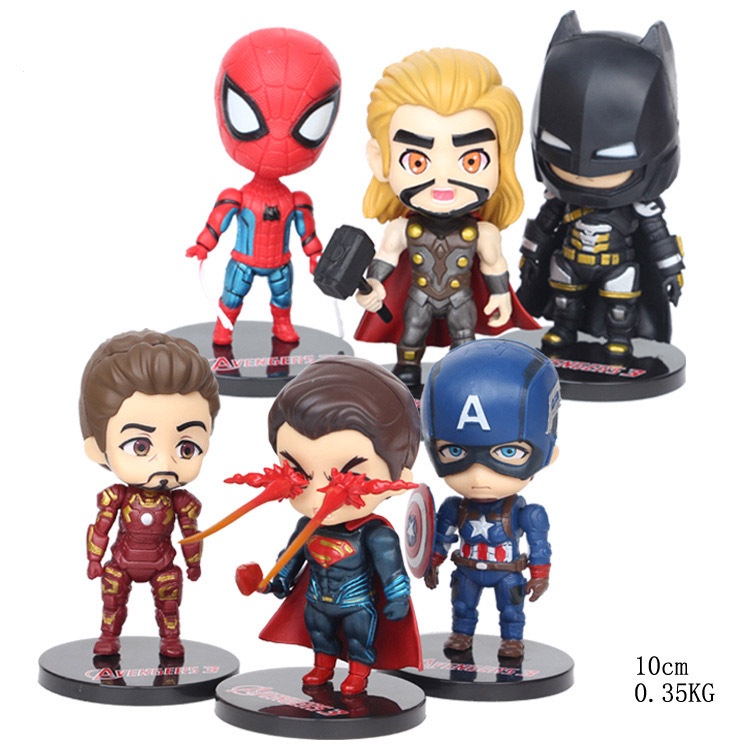 Bộ 6 mô hình nhân vật siêu anh hùng Avenger Và DC Loại I