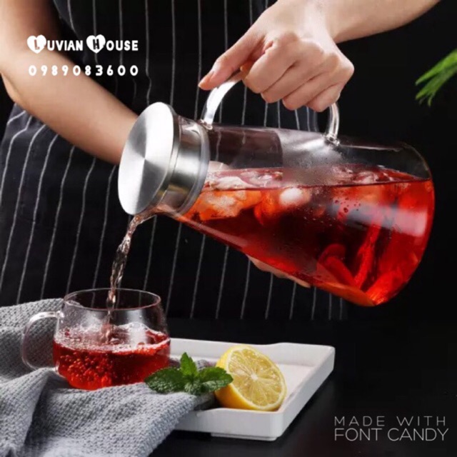 Bình nước thủy tinh chịu nhiệt 1400ml & 1800ml