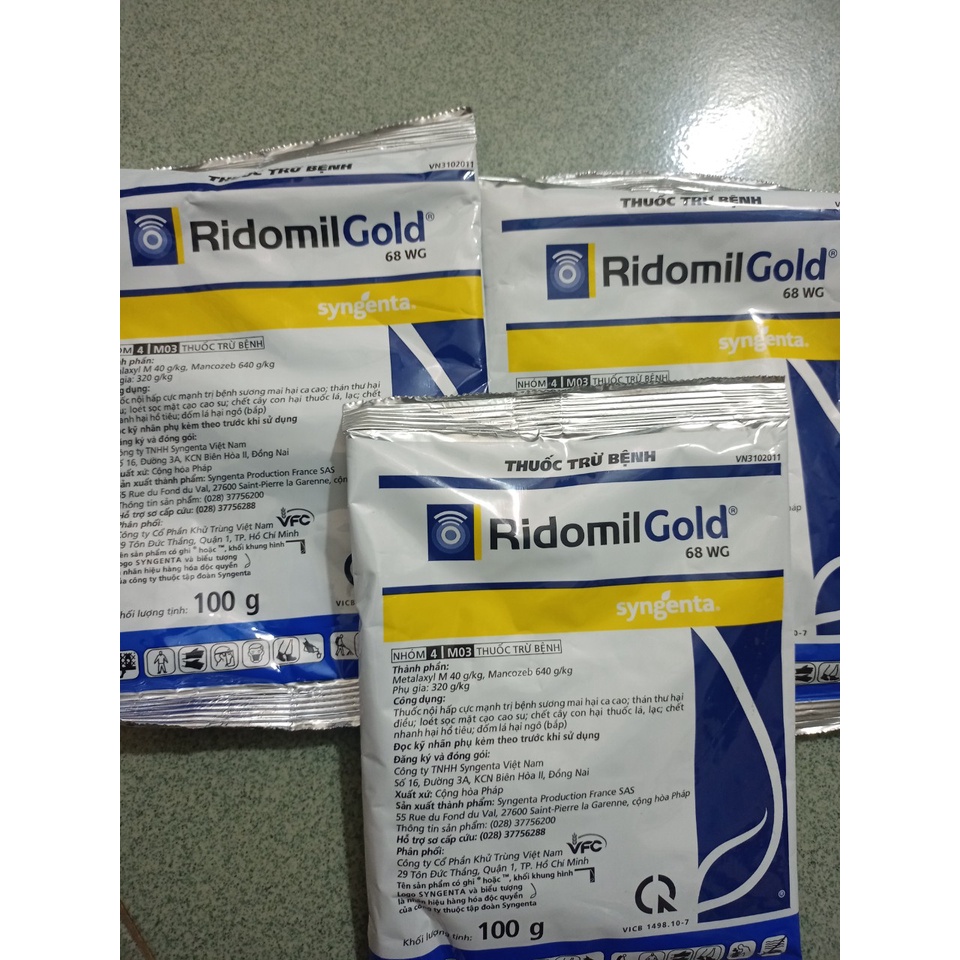 Thuốc trừ bệnh cây Ridomil Gold 68WG lưu dẫn cực mạnh hàng Pháp (gói 100 gam)
