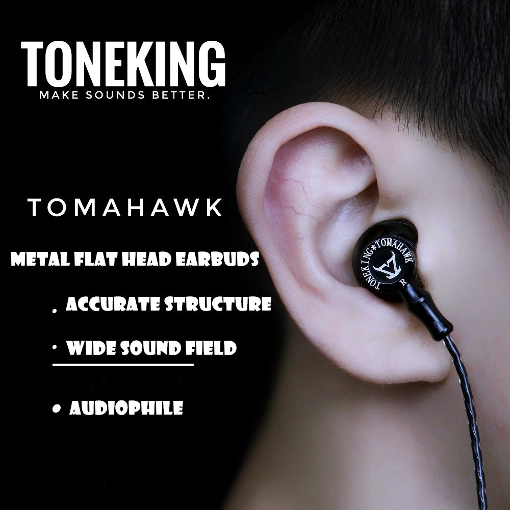 TONEKING MusicMaker Tomahawk In Ear Earphone Flat-Head HIFI Earbud Fever Earphone Top Sound As MX985/MX980 E888/282