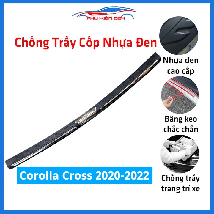 Ốp chống trầy cốp ngoài nhựa đen Corolla Cross 2020-2021-2022 hàng loại 1 dán cốp sau chống xước trang trí xe