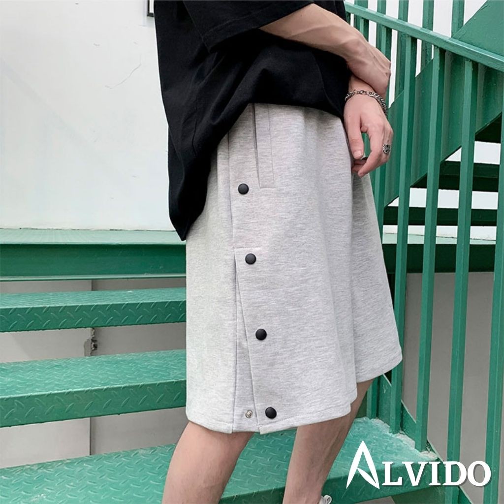 Quần SHORT TRƠN khuy nút unisex ALVIDO thể thao basic nam nữ oversize phong cách đường phố Hàn Quốc Ulzzang QS310