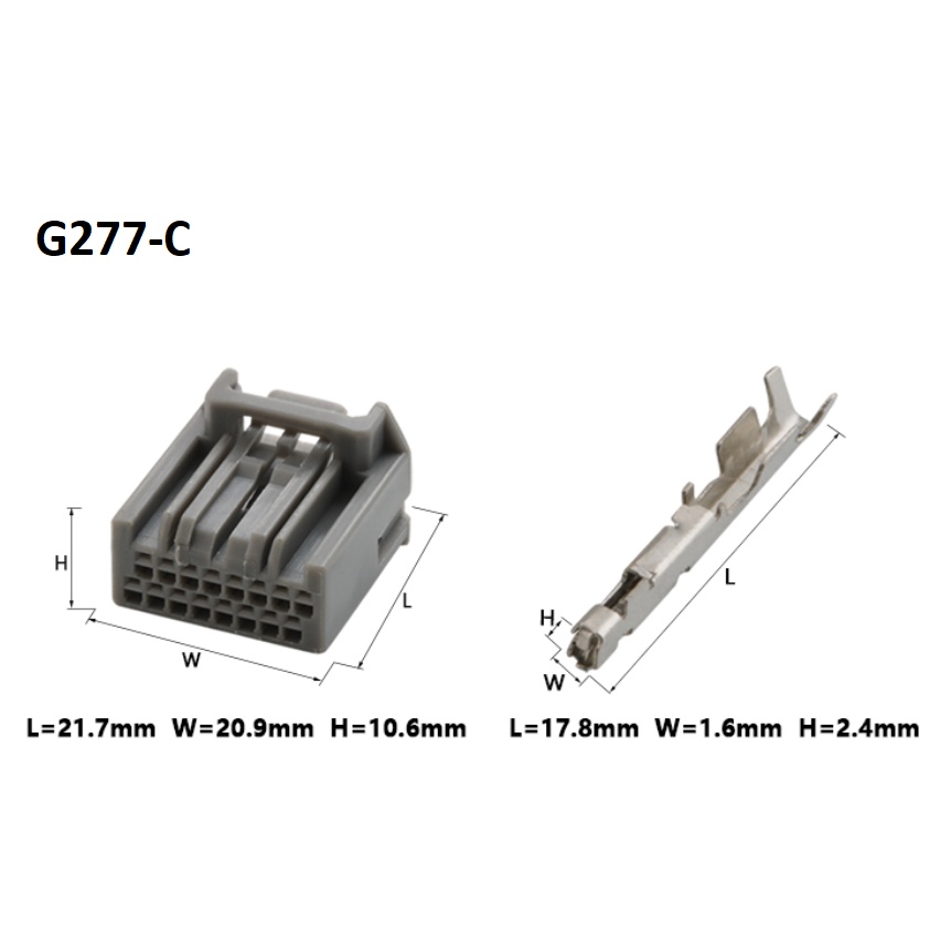 G277-Giắc cắm dây-to-board Đầu nối xe hơi 16 lỗ màu xám 1mm