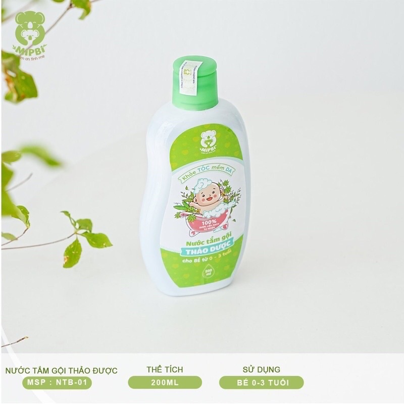 Nước tắm gội thảo dược mipbi 200ml an toàn cho bé từ sơ sinh, Suzy Baby