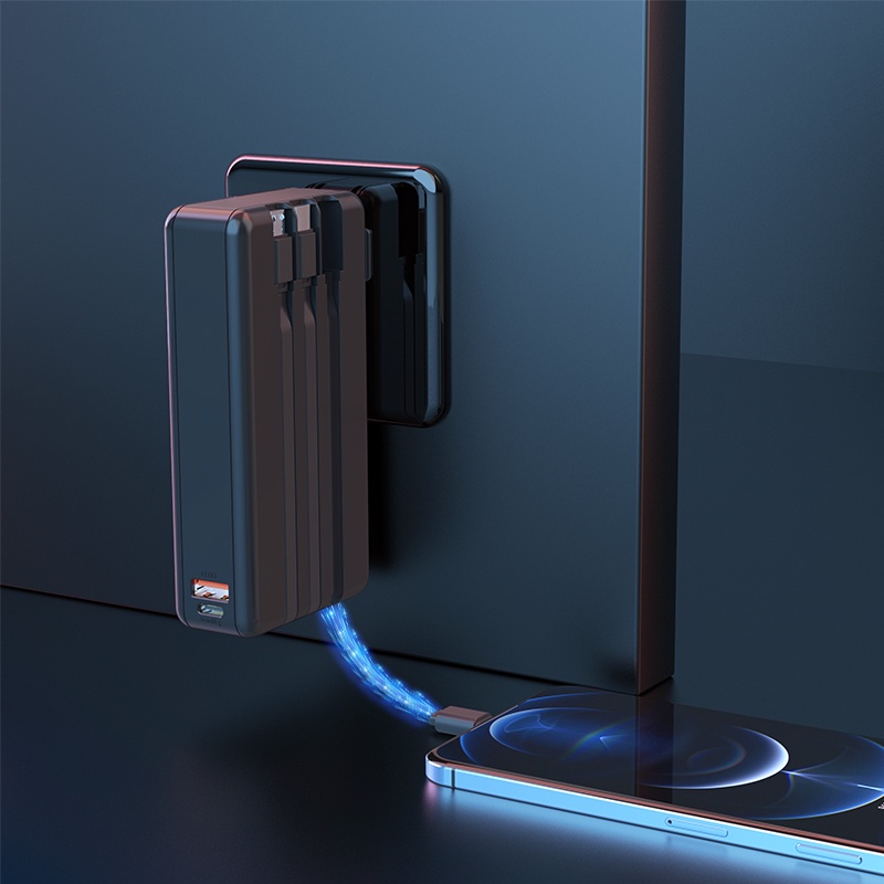 Pin Sạc dự phòng Q21 - 10,000mAh 18W kèm 3 dây sạc Siêu Bền, cáp sạc cổng USB , bảo hành 1 năm