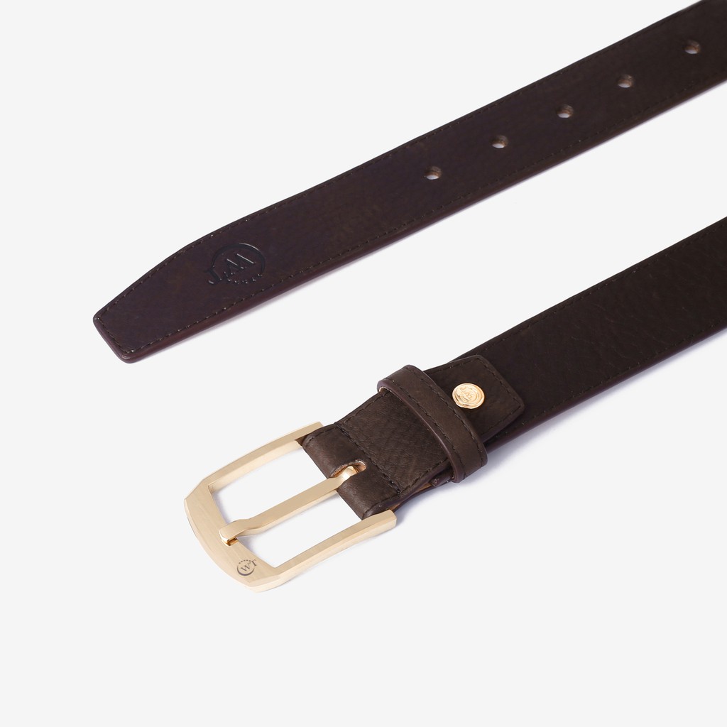 Thắt Lưng Nam Da Bò Màu Nâu Cao Cấp Mặt Khóa Tungsten Màu Trắng, Vàng WT Leather 149021501, 149011501