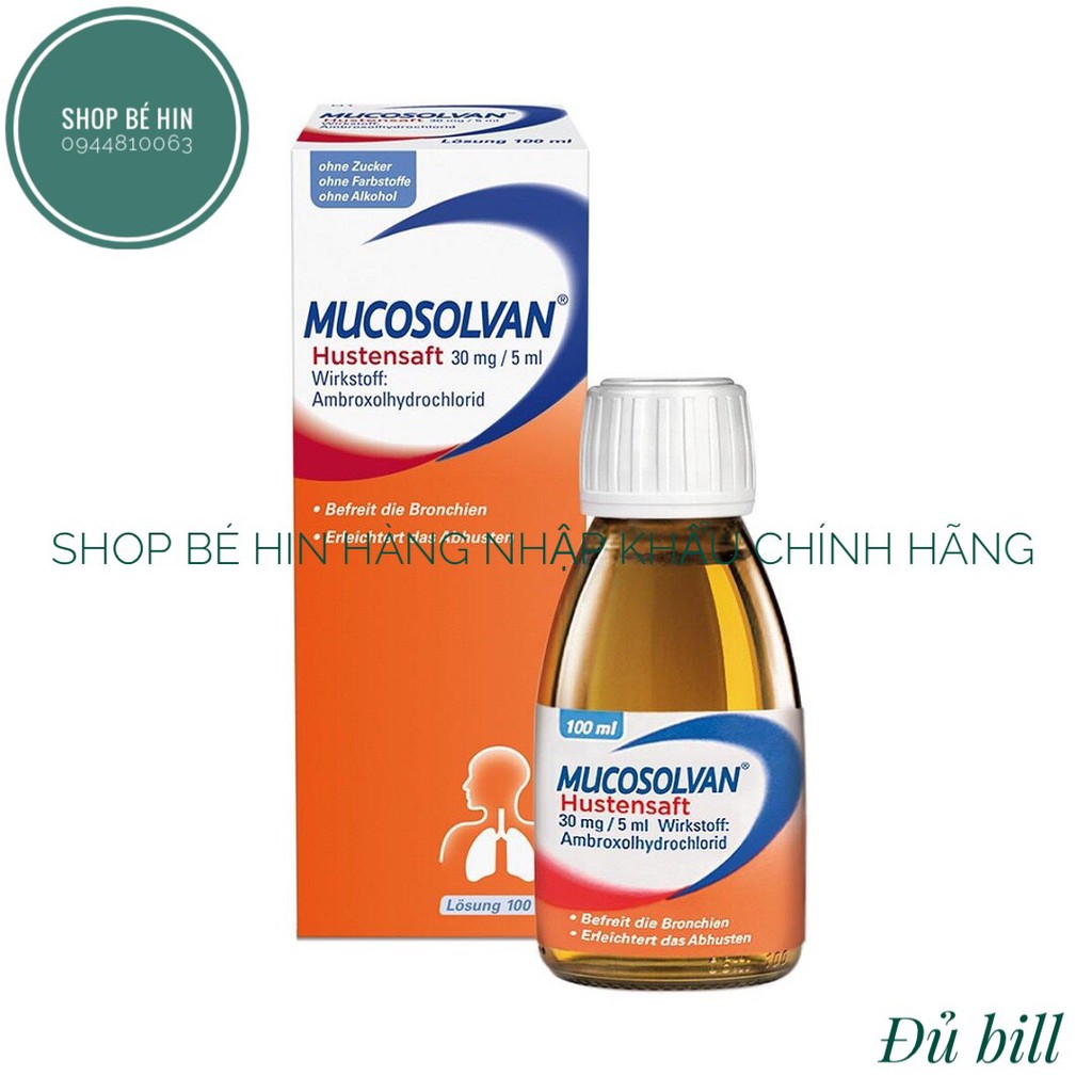 (Đủ Bill) Siro ho Mucosolvan cho bé 100ml và viên ngậm Mucosolvan Đức