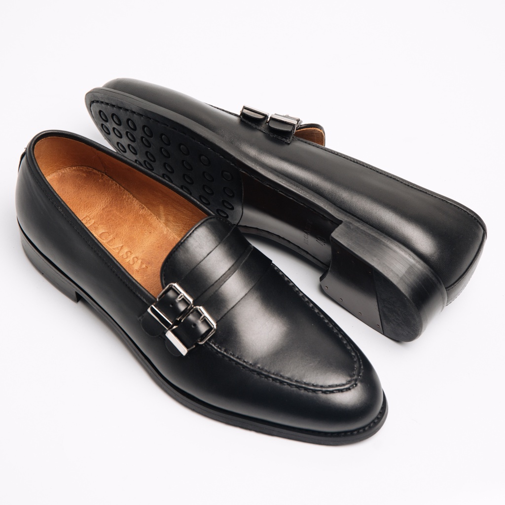 Giày Tây Cao Cấp CLASSY BUCKLE LOAFER - Da Bò Ý Lót Trong Da Bò Mộc - Thương hiệu Be Classy