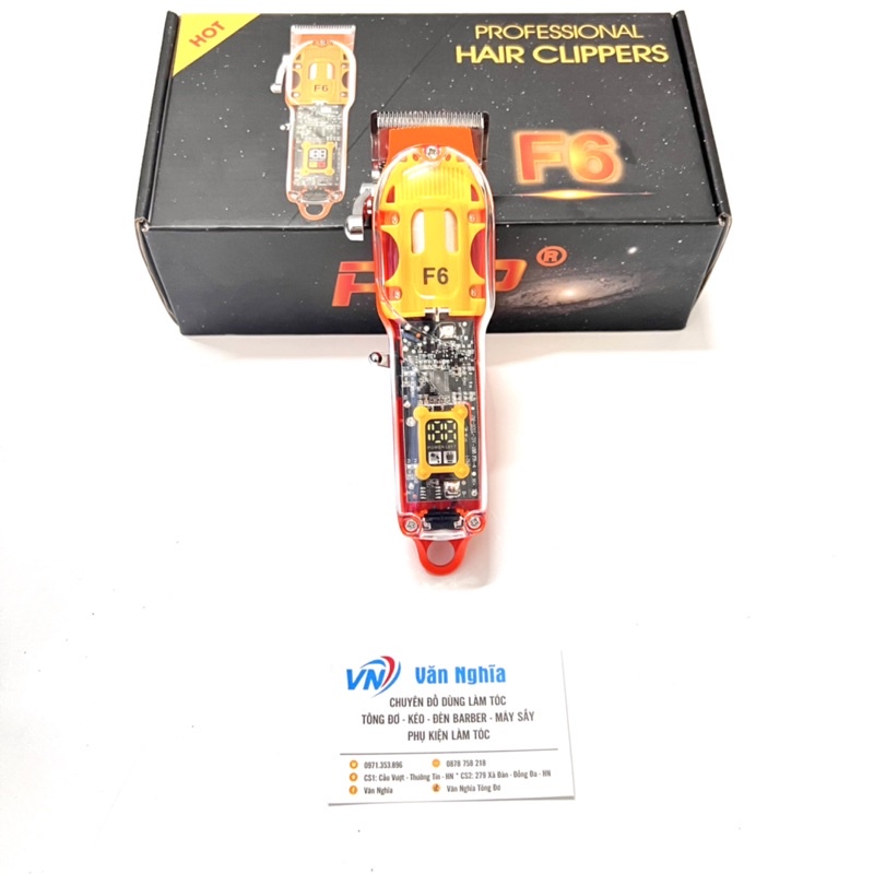 Tông Đơ Cắt Tóc POP F6 Lưỡi Đơn Lưỡi Kép 10W Dung Lượng Pin 2500mah Lưỡi Kép Thép 6 Cữ Gá Thép