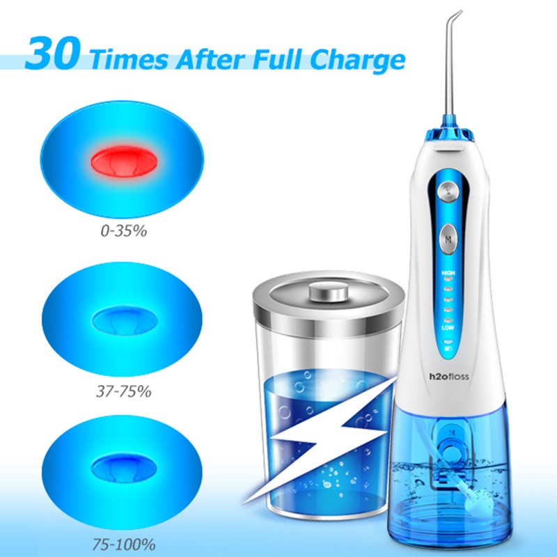 Máy Tăm Nước h2ofloss HF 9P Máy Tăm Nước Cầm Tay với 6 Đầu Vòi 5 Chế độ IPX7 chống thấm Oral Irrigator HÀNG CHÍNH HÃNG 12 tháng