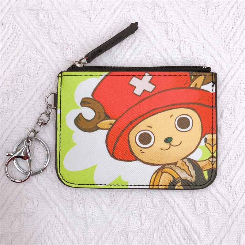 Ví Đựng Thẻ ID / Tiền Xu / Thẻ Họa Tiết Hoạt Hình One Piece Luffy Kèm Móc Khóa Đa Năng Tiện Dụng Cho Học Sinh Giá Đỡ
