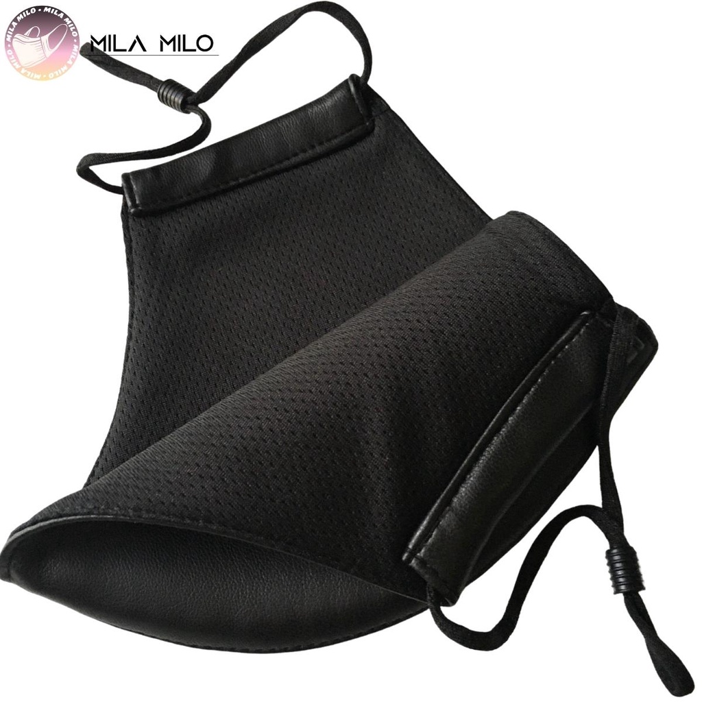 Khẩu trang da unisex 3 lớp có kháng khuẩn - Khẩu trang thời trang kèm dây rút cao cấp