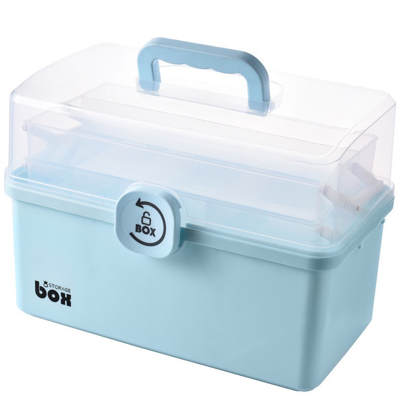 MVP040 Hộp đựng thuốc gia đình 3 tầng phân loại các loại thuốc, có tay cầm và khoá hộp chắc chắn, chất liệu pp siêu bền