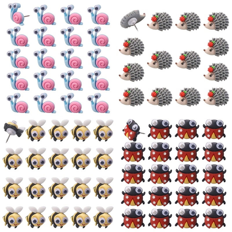 Set 20 Ghim Cài Họa Tiết Động Vật Hoạt Hình Gắn Bảng Ảnh Treo Tường