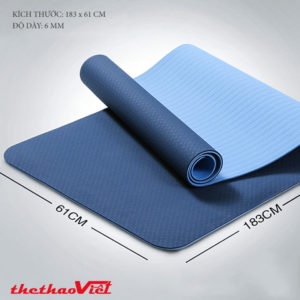 Thảm tập Yoga chống trượt dày 6mm, Thảm tập 2 lớp cao su TPE tập gym, tập thể dục tại nhà (KHÔNG TÚI ĐỰNG)