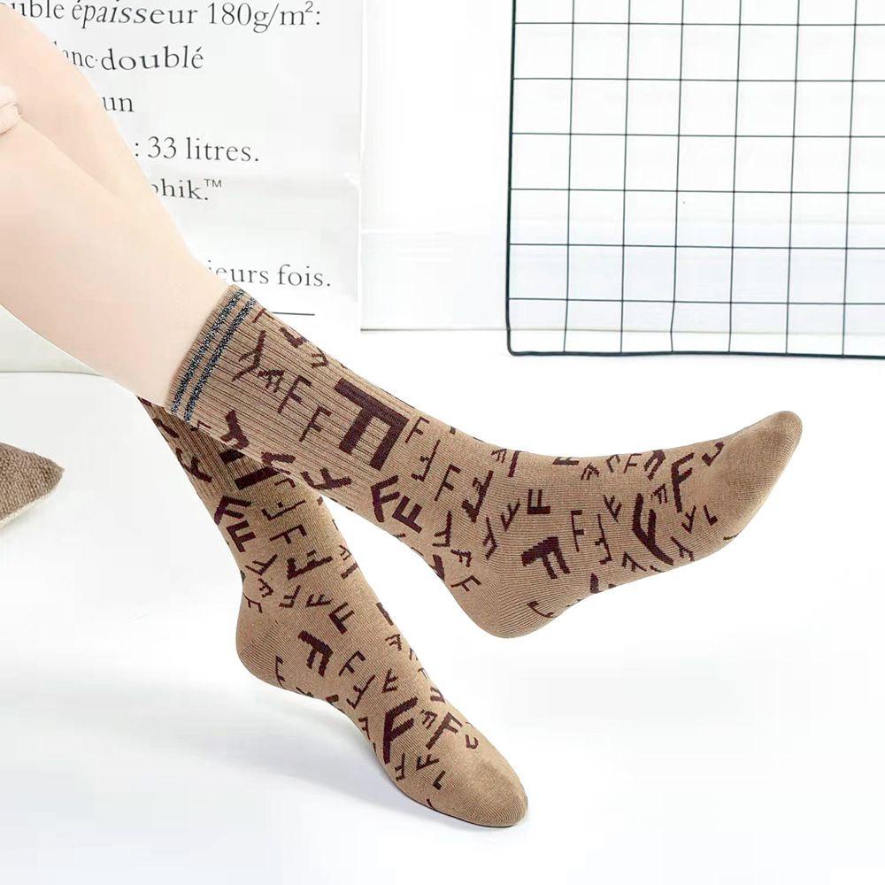 Vớ Cổ Trung In Chữ Sáng Tạo Thời Trang Nhật Bản Cổ Điển Dành Cho Bạn Nữ VANES1