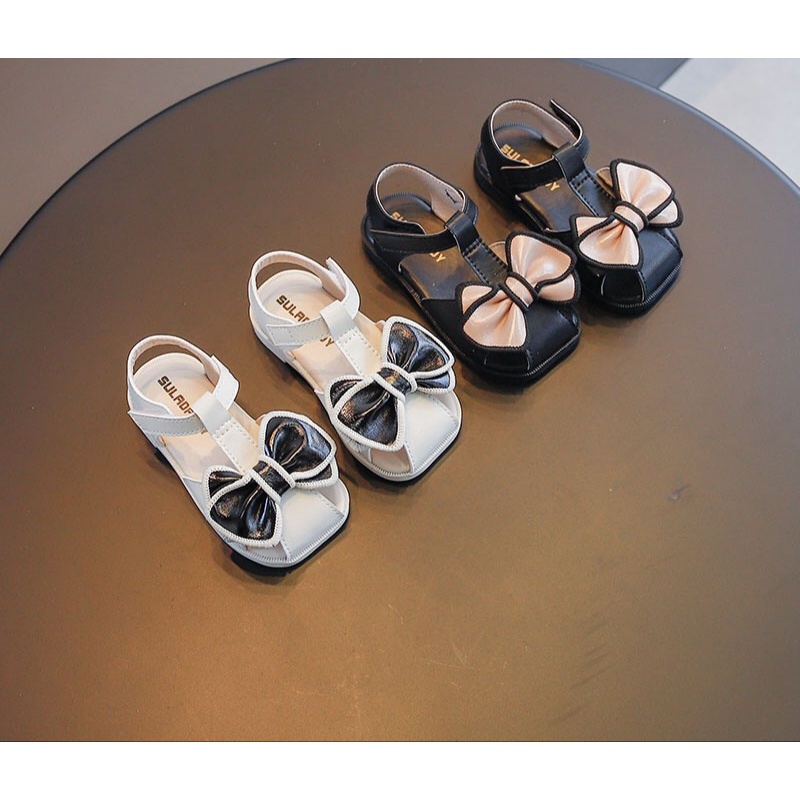 Sandal rọ cho bé gái đế chống trượt, gắn nơ xinh xắn thời trang hè fakahao , có quai dán 2- 8 tuổi Babybees (S112)
