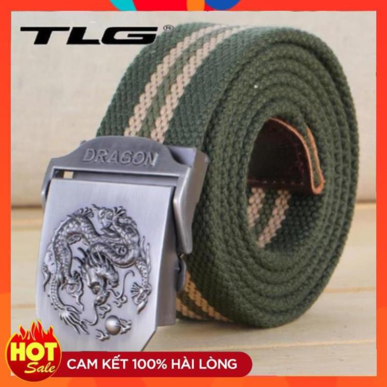 ❤️Deal Sốc❤️ Thắt lưng nam dù đầu rồng Đồ Da Thành Long 924 5(xanh sọc) tặng 01 bút bi cao cấp TLG M 410 ❤