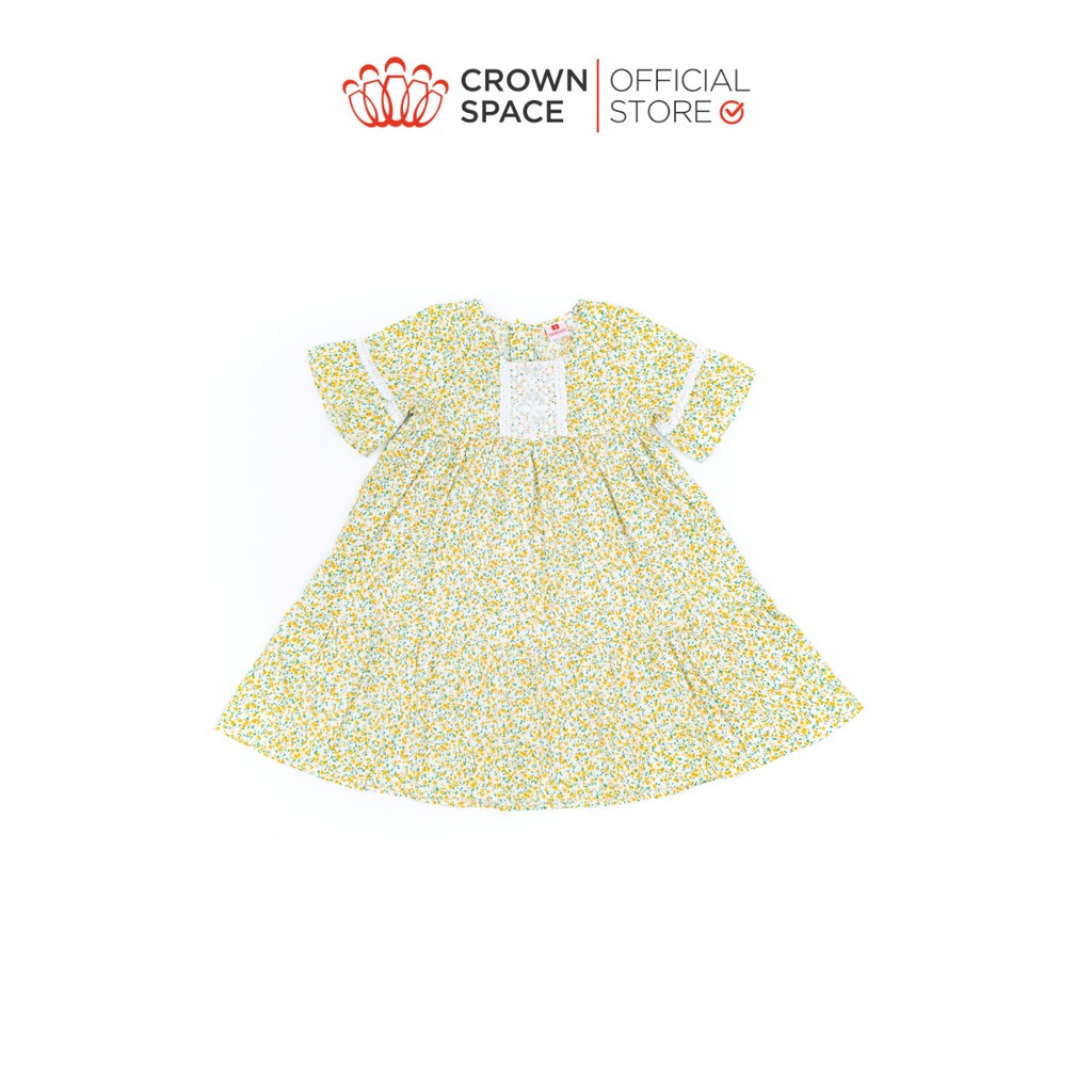 Váy Hoa Nhí Xanh Matcha Cho Bé Gái Crown Space CKGS2810602 Size Từ 2-6