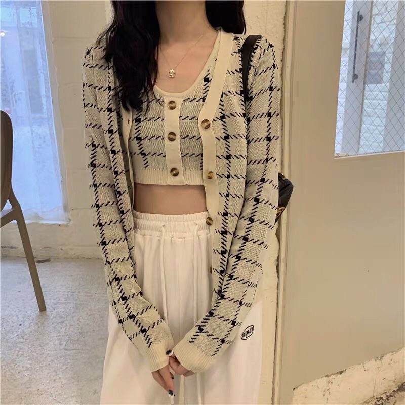 SET ÁO LEN NỮ KẺ SỌC ULZZANG