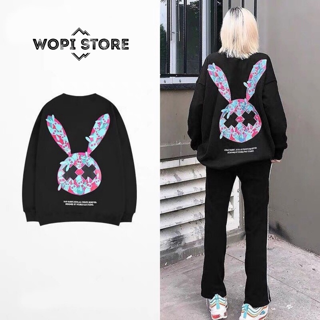 Áo Sweater Tay Dài RABBIT Vải Nỉ Form Rộng Ulzzang Unisex
