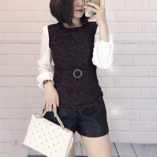Áo sơ mi dạ Tweed CPs nữ xuất xịn
