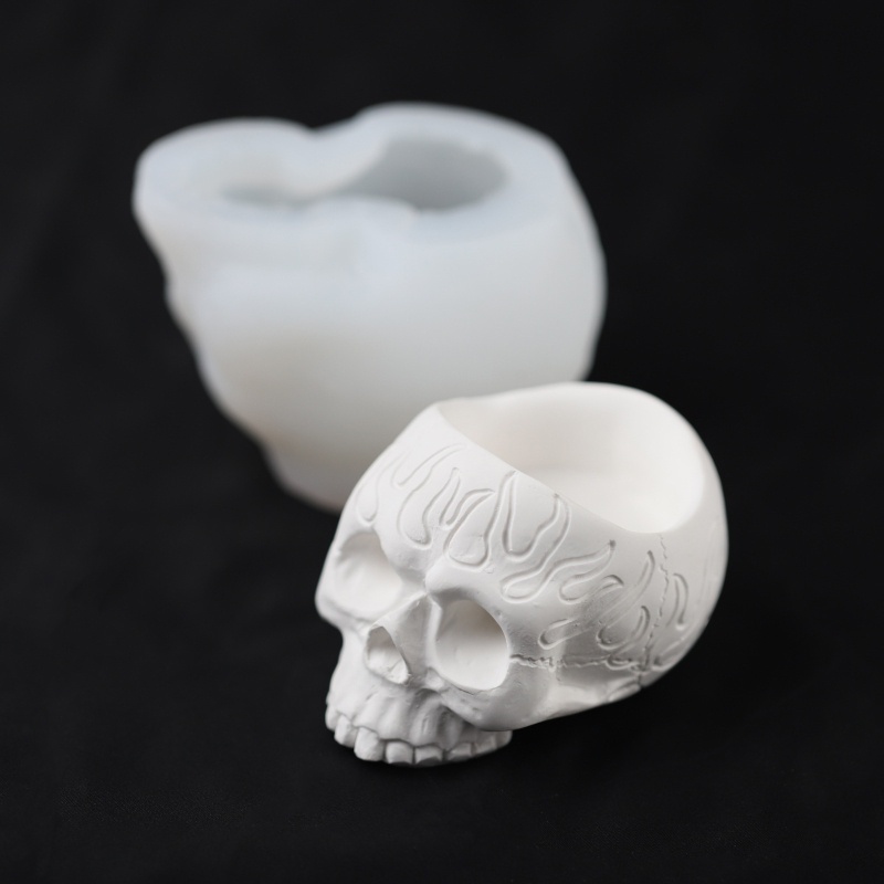 Khuôn Silicone Làm Nến / Xà Phòng Hình Đầu Lâu 3D Độc Đáo