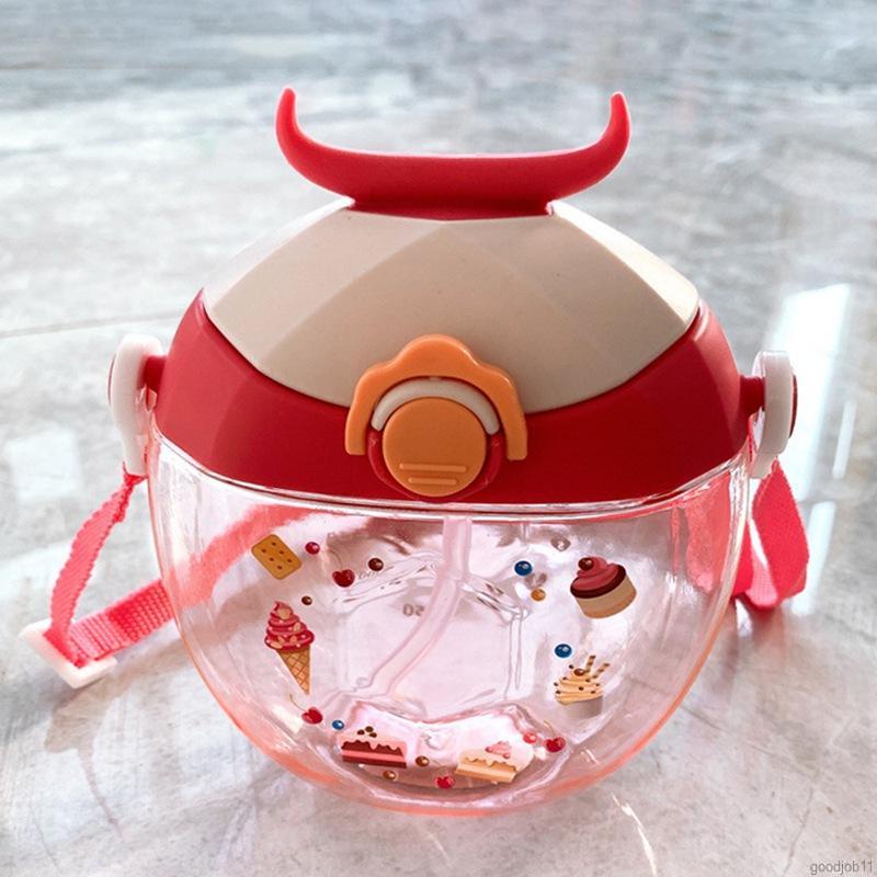 Bình nước dễ thương cho bé có ống hút tặng stcker