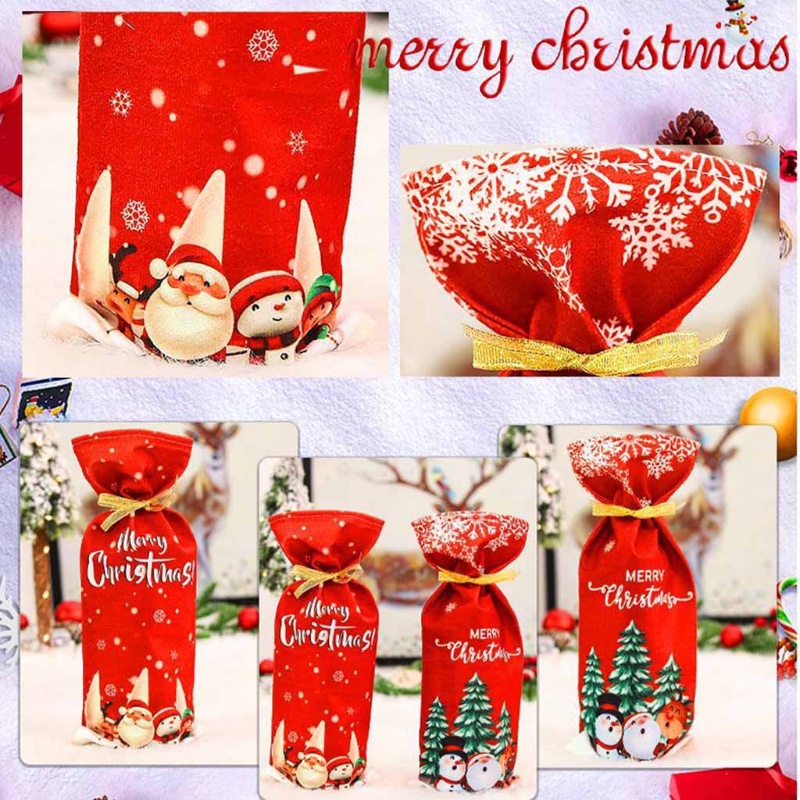 Set 2 Vỏ Bọc Chai Rượu Hoạ Tiết Giáng Sinh Dễ Thương