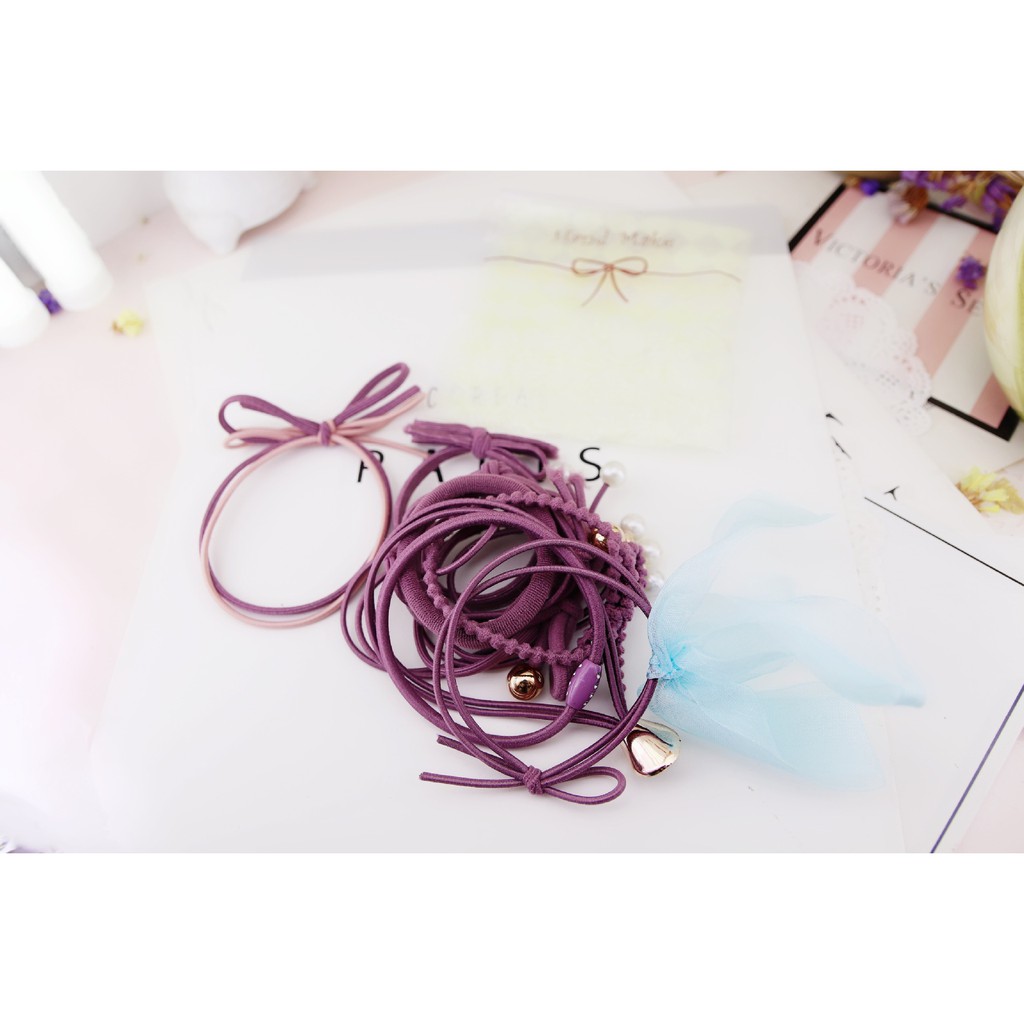 CB04 Set 12 dây cột tóc đơn giản giá rẻ KHÔNG HỘP