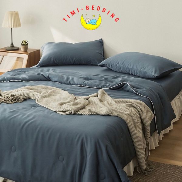 Bộ chăn ga gối tencel nhập khẩu cao cấp set 4 món chăn trần – chăn hè tencel - Timibedding