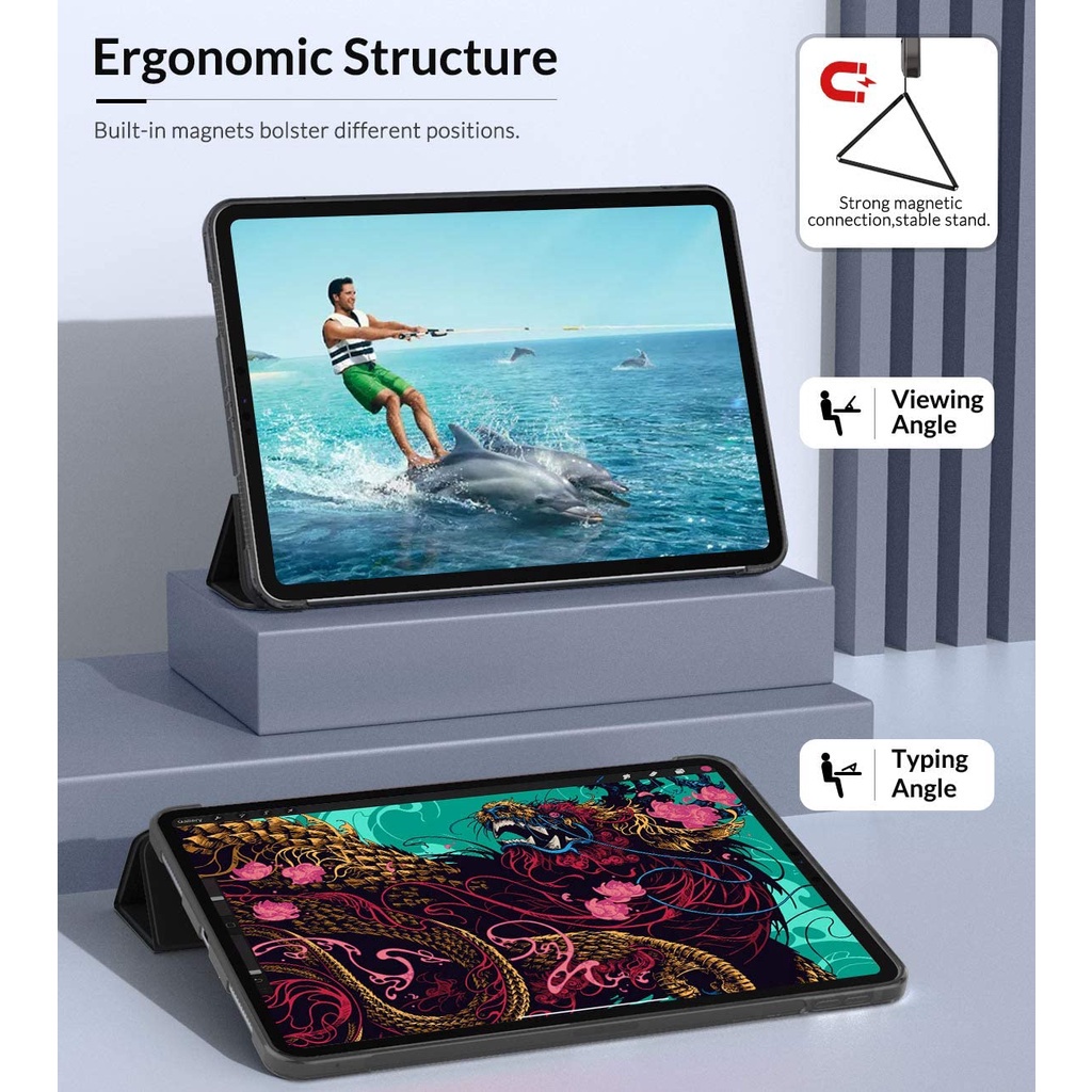 Bao Da Máy Tính Bảng Mềm Có Giá Đỡ Có Ngăn Đựng Bút Cảm Ứng Cho iPad Air 5th / 4th Gen10.9 Inch 2022 / 2020 / iPad 2nd