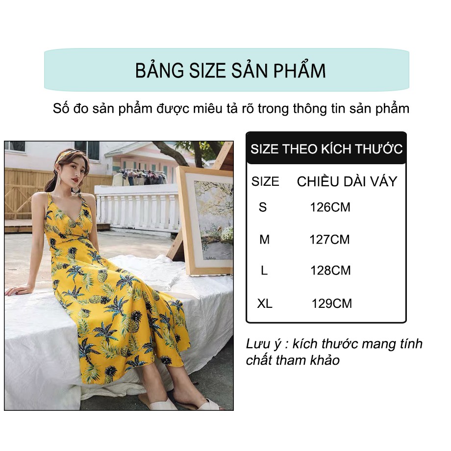 VÁY MAXI -LÁ VÀNG CHẤT ĐŨI LỤA ĐAN DÂY KÈM TUBAN VẢI XINH XẮN FREESIZE  Đi Biển Trắng Cổ Yếm nhún thích hợp đi biển