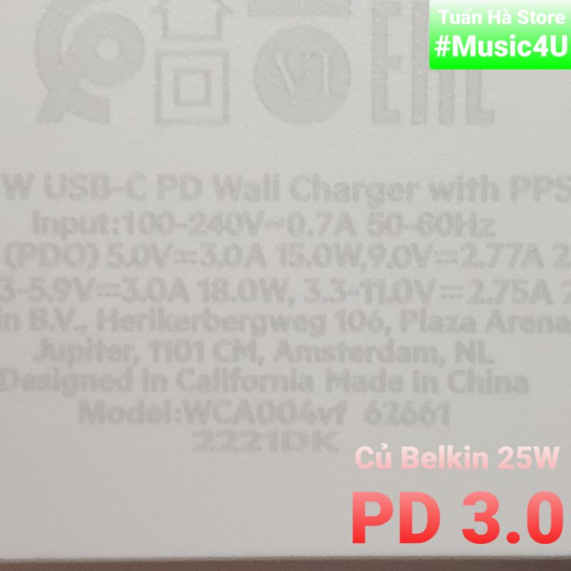 Dây cáp sạc nhanh USB Type C to ra L Belkin CAA004 30w Tuấn Hà Store