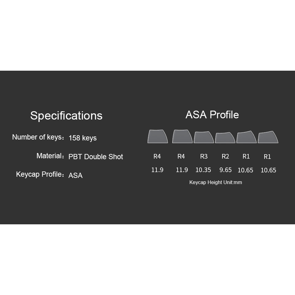 Nút bàn phím cơ AKKO – White on Black WoB (PBT Double-Shot/ASA profile/158 nút)