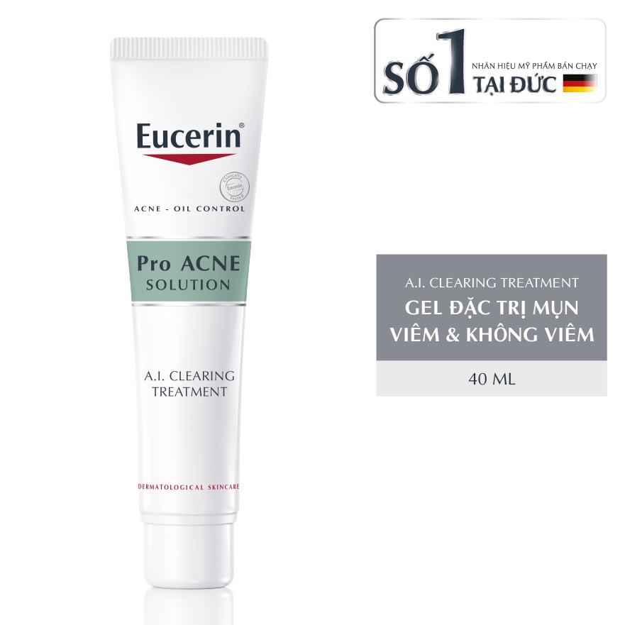 Bộ 2 Sản Phẩm Eucerin ProAcne: Tinh Chất A.I Clearing Treatment 40ml &amp; Gel Rửa Mặt Cleansing Gel 75ml