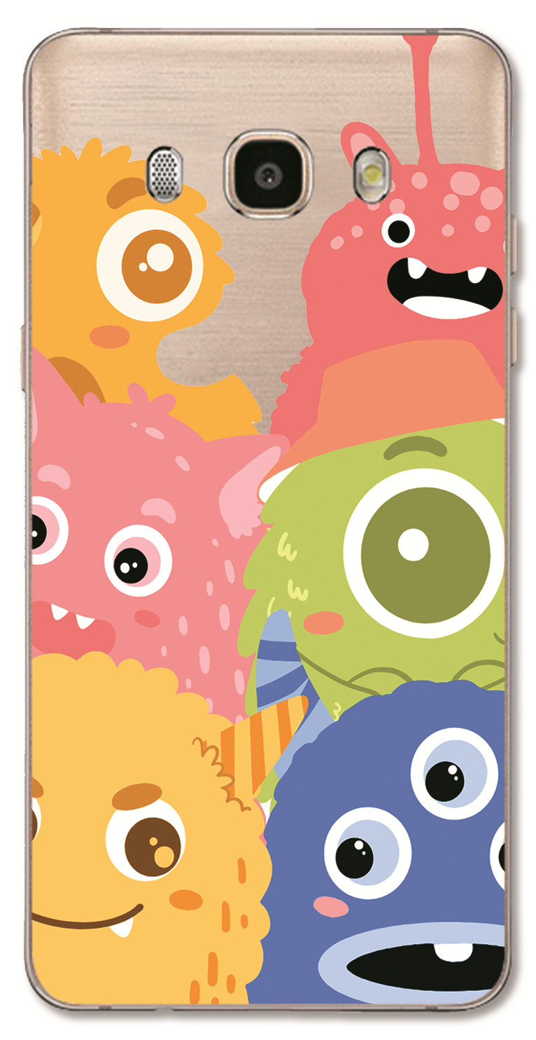 Samsung Galaxy A8 A7 A5 A3 On7 2015 /J2 Core INS Cute Cartoon Big eyes furry Monster Clear Soft Silicone TPU Phone Casing Lovely Space Astronaut Spaceship Case Back Cover Couple