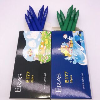 1 hộp bút bi Eras E177 thân nhung 20c nét đẹp mực đỏ, xanh, đen