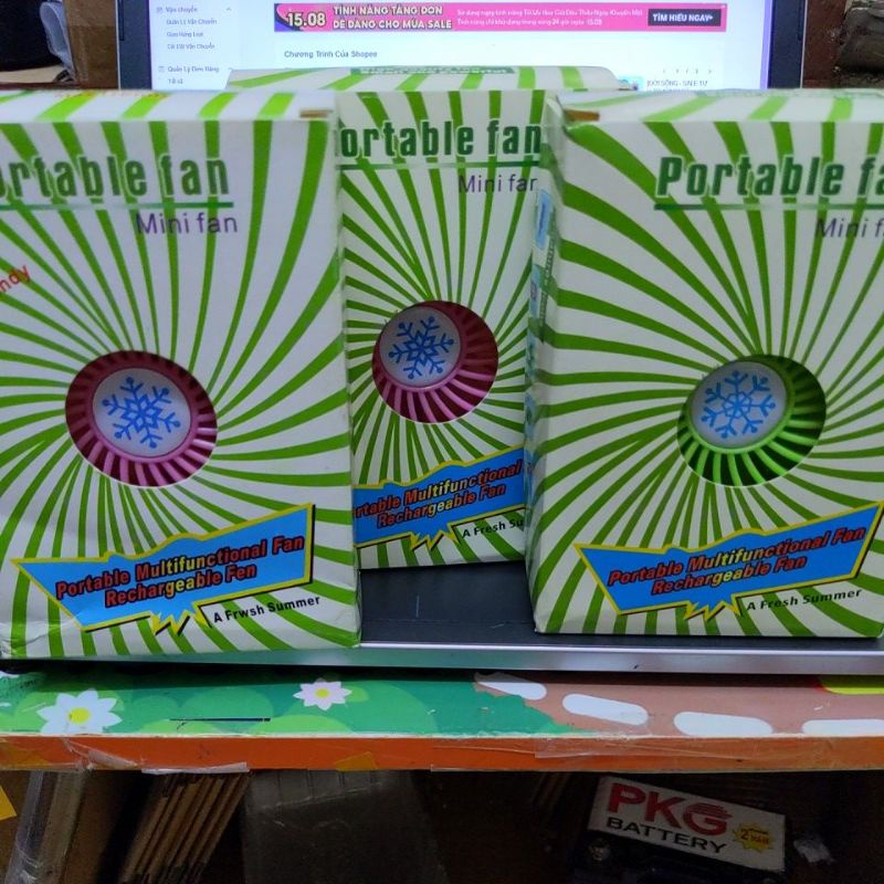 Quạt mini cầm tay sạc tích điện pin 1200mAh