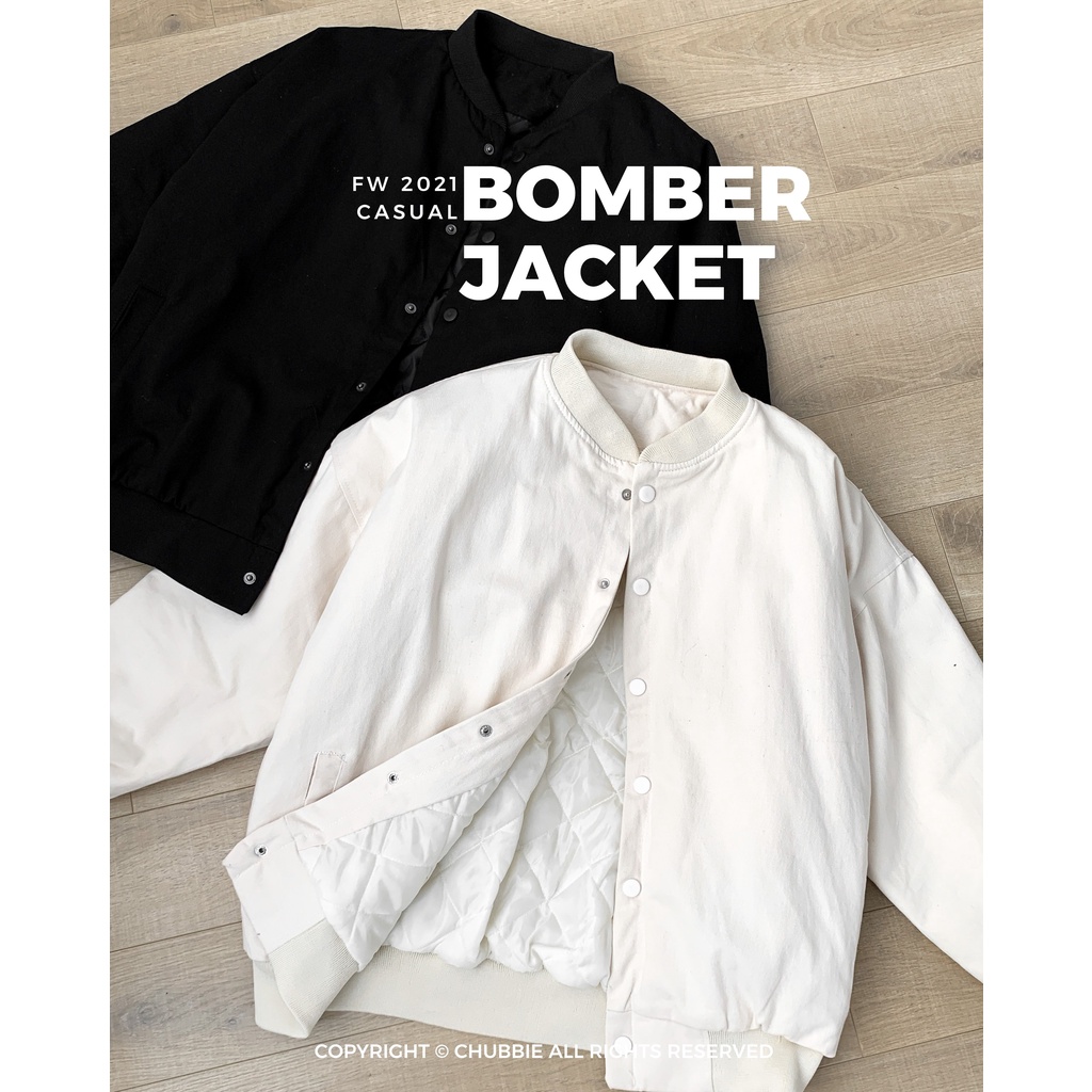 ÁO BOMBER OVERSIZE CHUBBIE chất liệu kaki chần bông dày dặn - CHUBBIE SLIDE Bomber Jacket