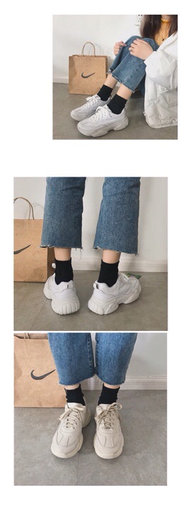 G053 [Sẵn trắng 37] (có video cận cảnh) Giày Ulzzang thể thao nữ tăng chiều cao phong cách vintage