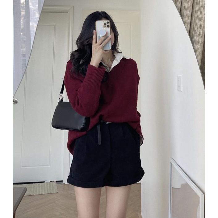 ÁO LEN LÔNG THỎ CỔ V form oversize hàng Quảng Châu siêu xinh