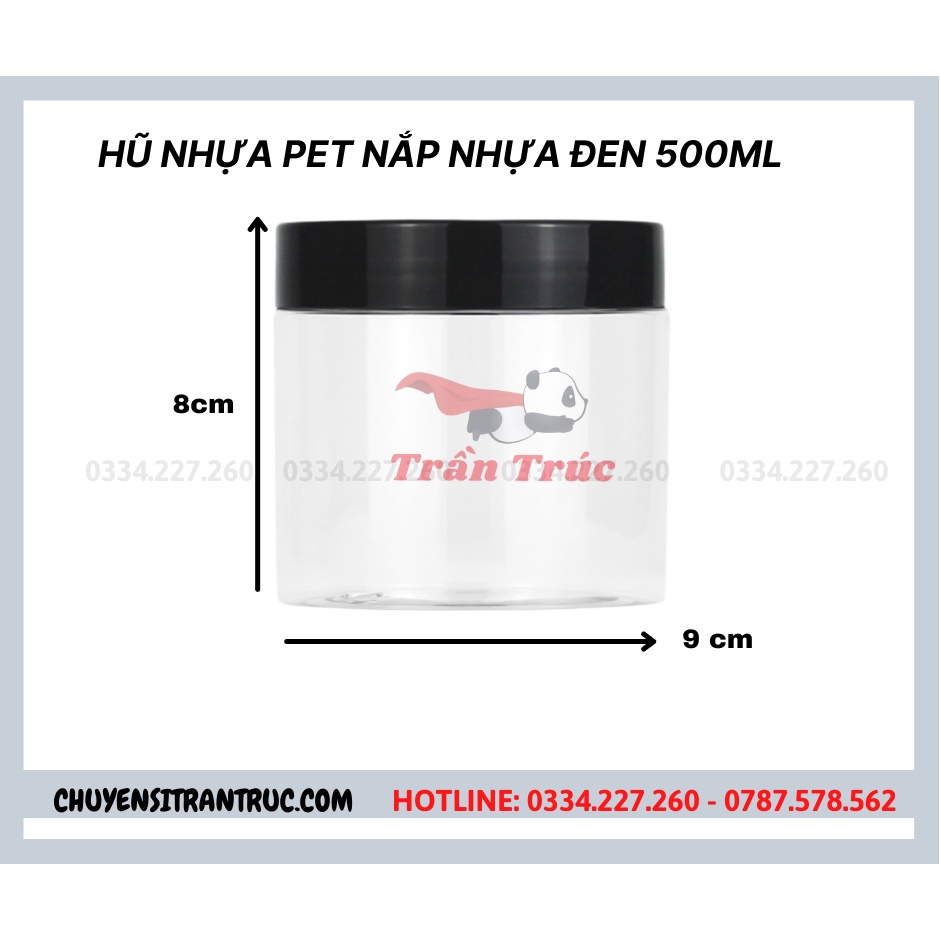 [GIÁ XƯỞNG] Hủ Nhựa Pet Nắp Nhựa Đen Chất Lượng Size 250ml đến 1500ml