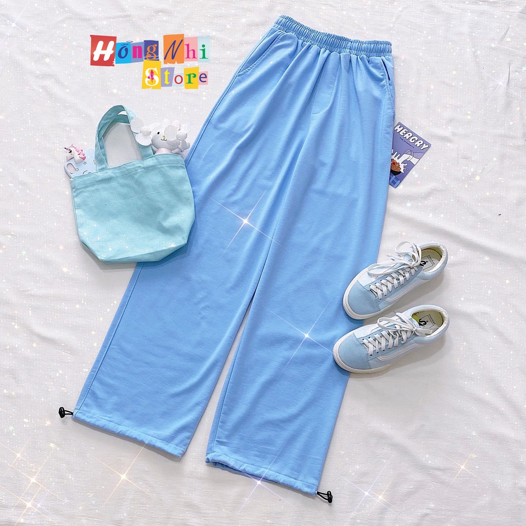 Quần Jogger Basic Ulzzang Unisex Jogger Trơn Dây Rút Lai Ống Rộng Màu Xanh Dương - MM