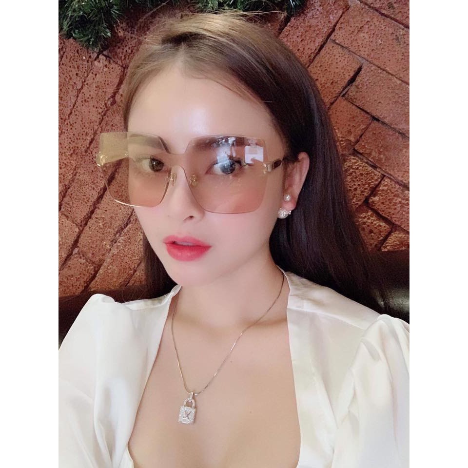 Kính râm nữ chống nắng kính du lịch thiết kế không viền sang chảnh sành điệu-128
