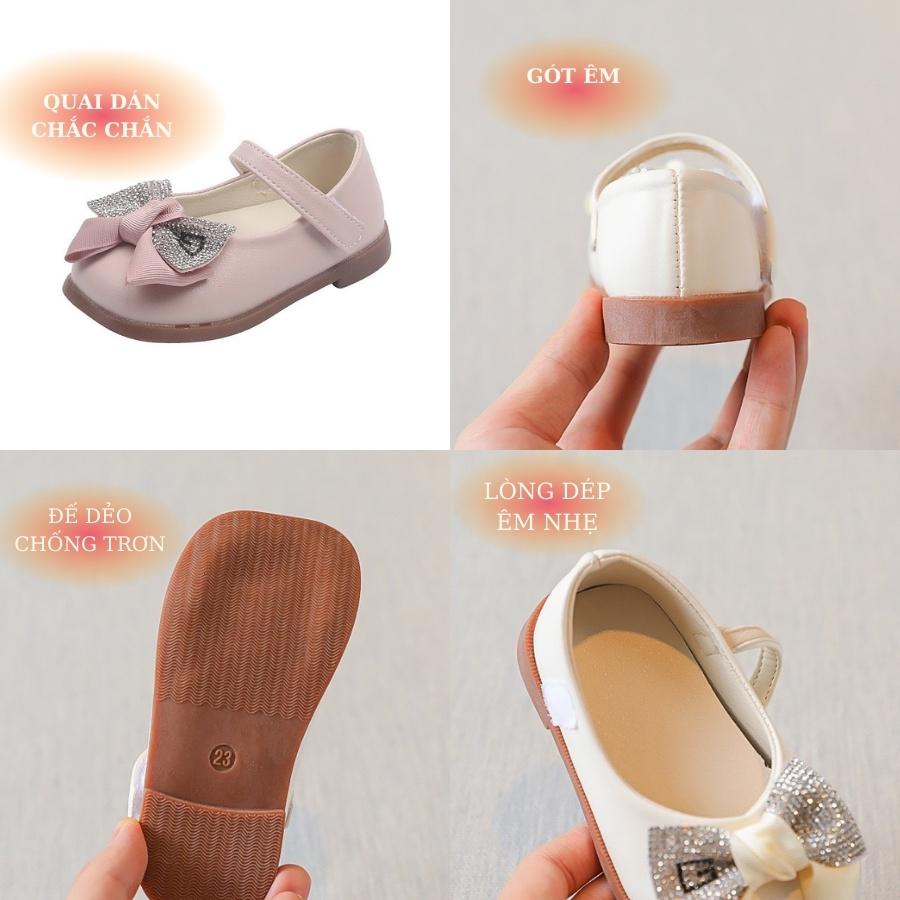Giày sandal bé gái  đi học 1 - 5 tuổi gắn nơ xinh xắn phong cách Hàn Quốc 3 màu hồng đen trắng GH39