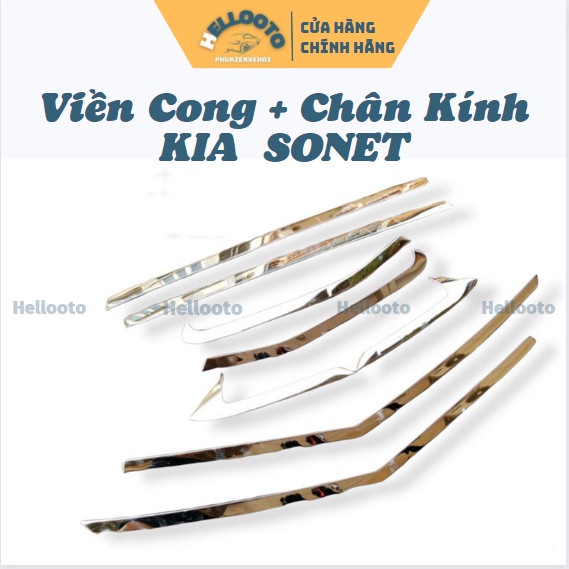Nẹp Chân Kính, Viền Cong Kính Inox Kia Sonet 2021 2022 2023 Chất Liệu Inox Sáng Bóng, Trang trí viền kính cửa xe