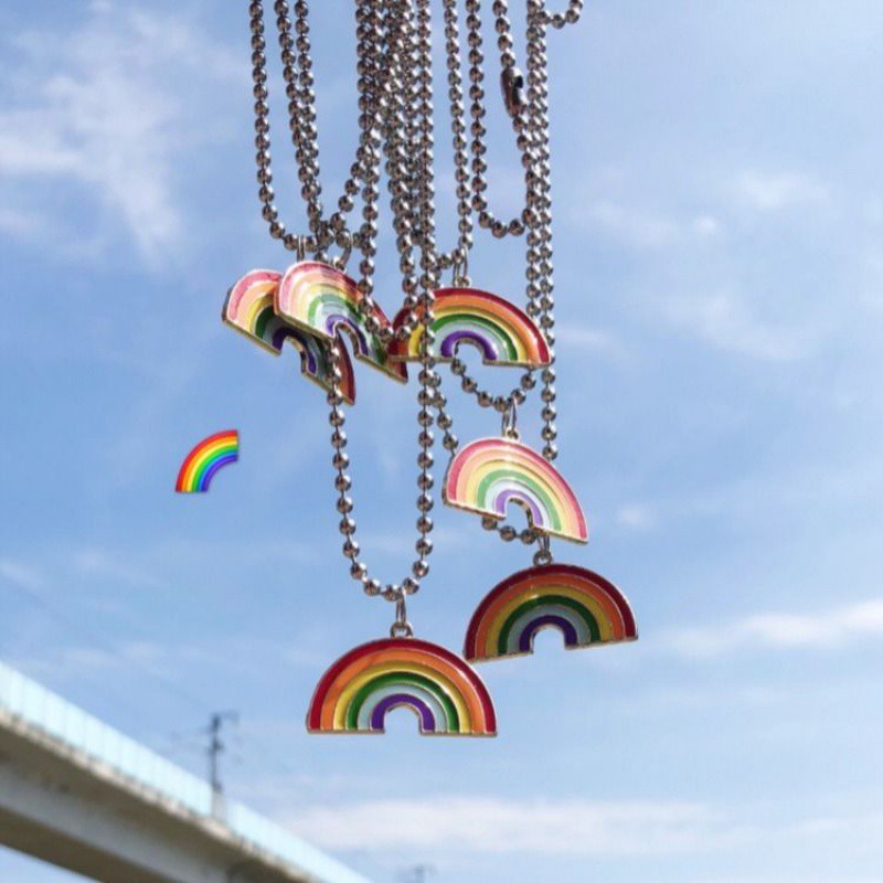 [RẺ VÔ ĐỊCH] (UP) Vòng đeo cổ Hoa Mặt Trời Kaikai Kiki, Cầu Vồng Rainbow dây chuyền hợp kim unisex nam nữ thời trang