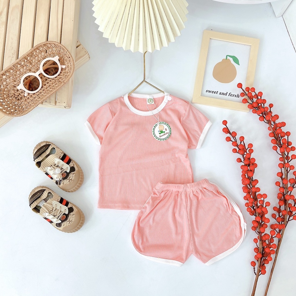 Bộ Cộc Tay Vải Tăm Lạnh Cho Bé Trai, Bé Gái Từ 6-16kg, Cài Cúc Vai Tiện Lợi - Thấm Hút Mồ Hôi- BO86