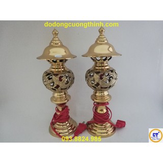 Đèn thờ Rồng Phụng 27cm bằng đồng cao cấp